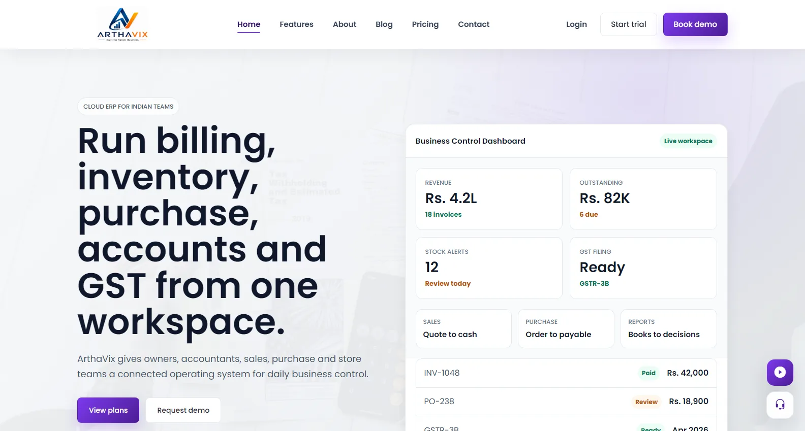 Arthavix Finance Finance Management Software developed by The Webfix