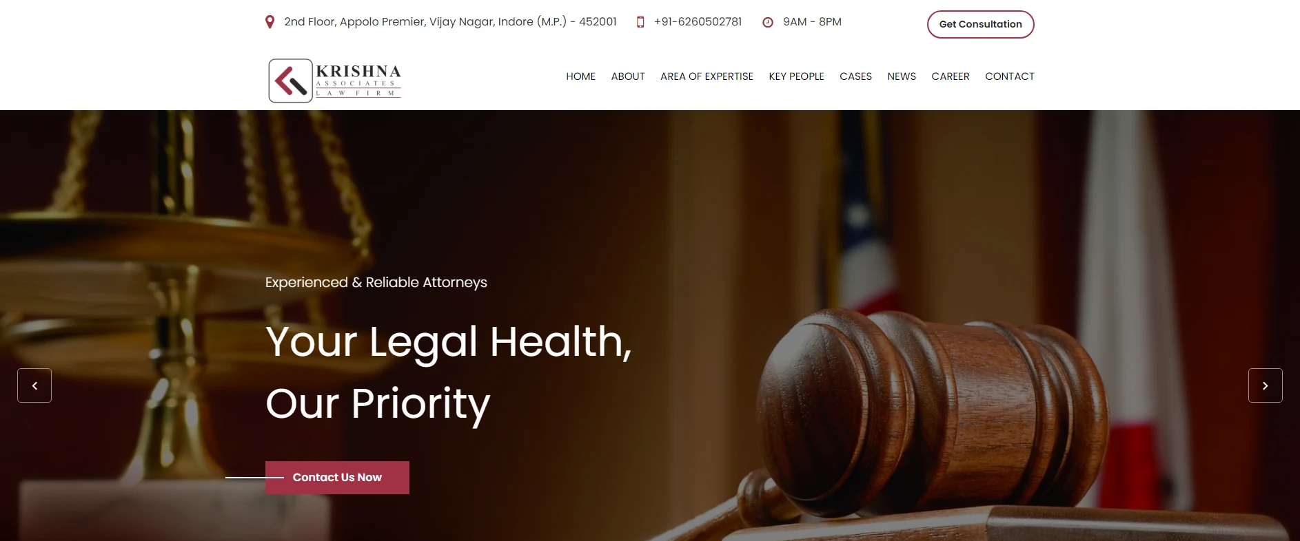 Krishna Law Firm Legal Services Website project by The Webfix