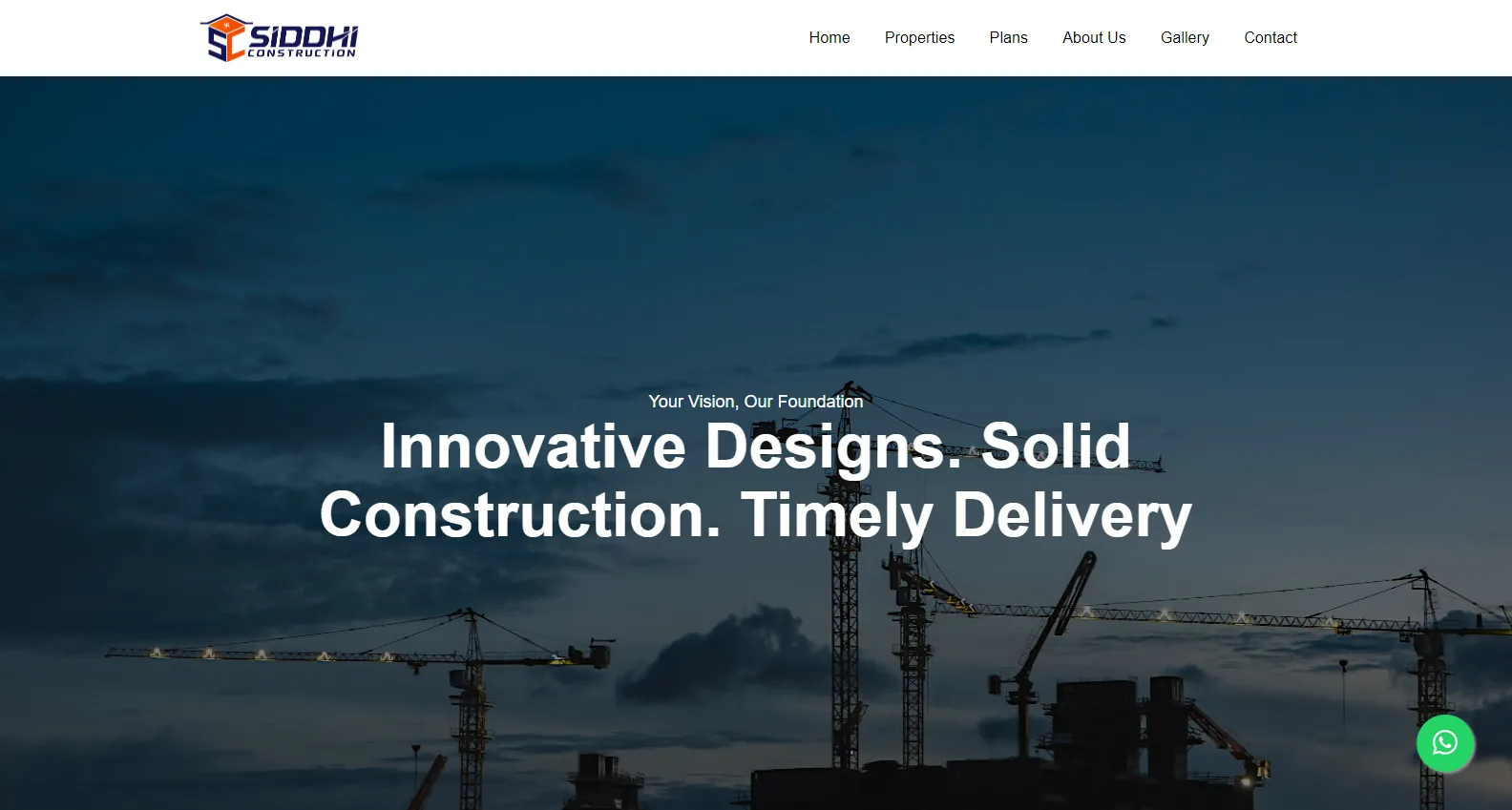 Siddhi Construction Construction Website project by The Webfix